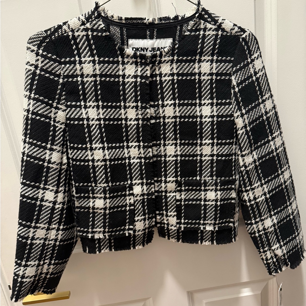 Dkny Black And White Checkered Jacket Size Xs